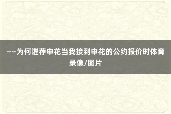 ——为何遴荐申花　　当我接到申花的公约报价时体育录像/图片