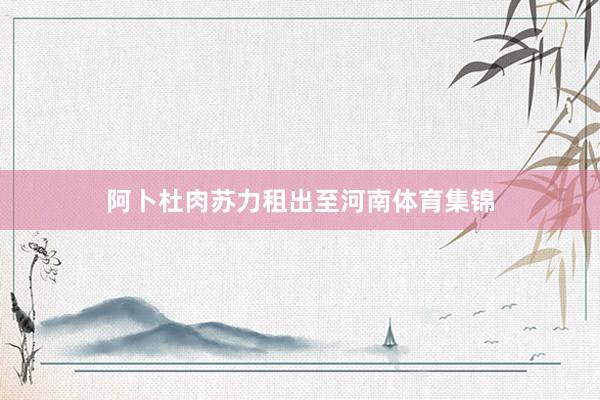 阿卜杜肉苏力租出至河南体育集锦