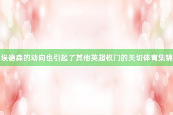 埃德森的动向也引起了其他英超权门的关切体育集锦